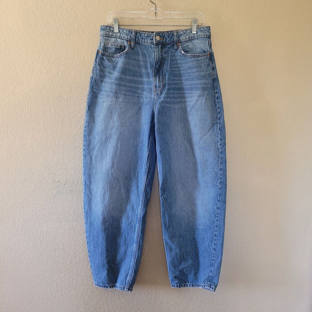 Womens Barrel Leg Jeans Size 8 30x26.5 Relaxed Blue Baggy Loose 100% Cotton